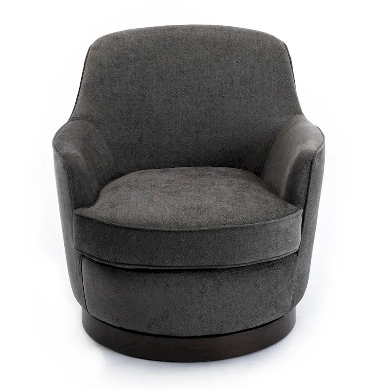 Fauteuil d'appoint pivotant en polyester avec piètement en noyer