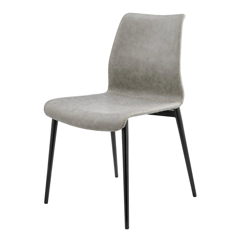 Chaise de salle à manger en similicuir avec dossier profilé et pieds en acier, marron et gris