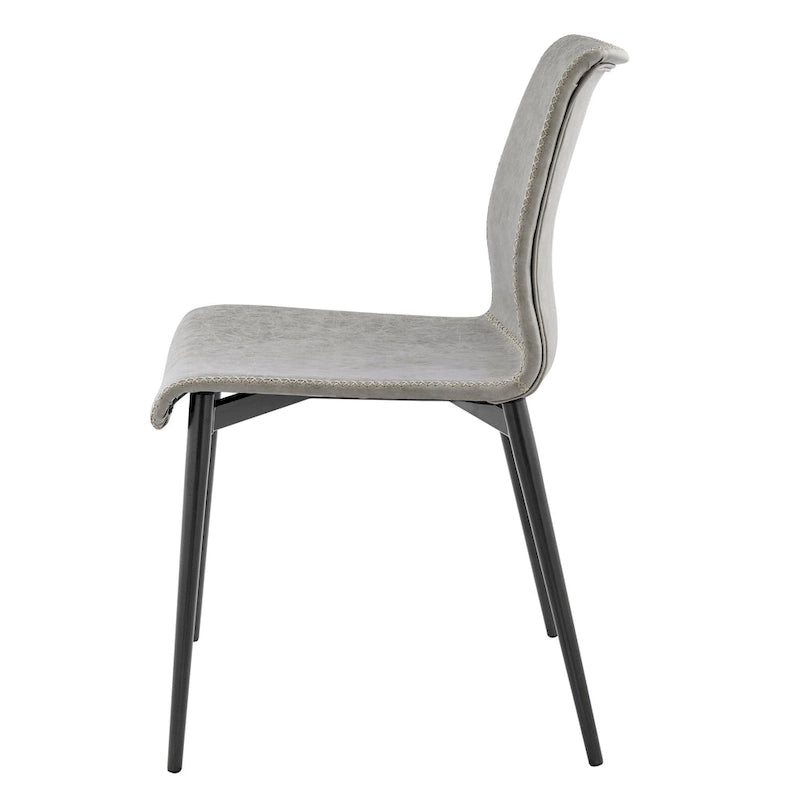 Chaise de salle à manger en similicuir avec dossier profilé et pieds en acier, marron et gris
