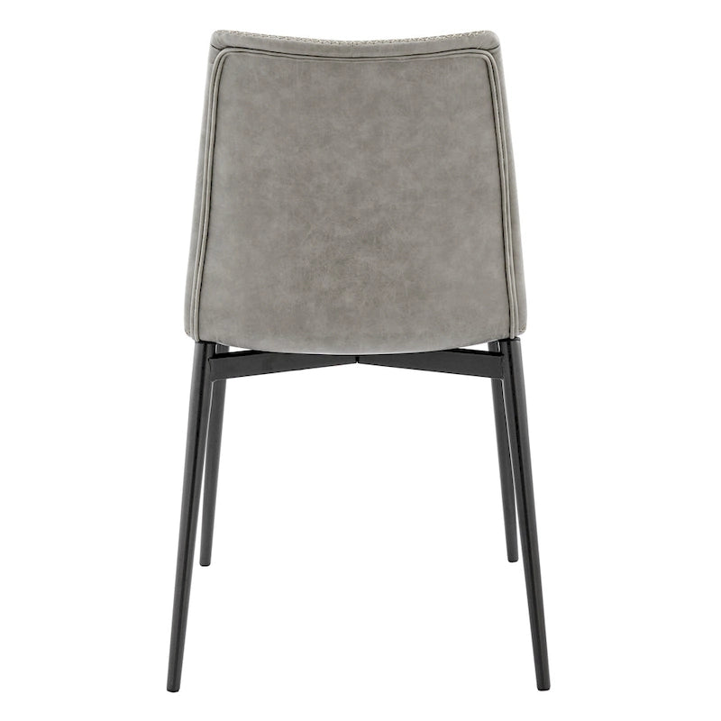 Chaise de salle à manger en similicuir avec dossier profilé et pieds en acier, marron et gris