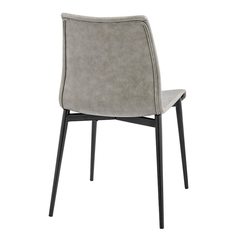 Chaise de salle à manger en similicuir avec dossier profilé et pieds en acier, marron et gris