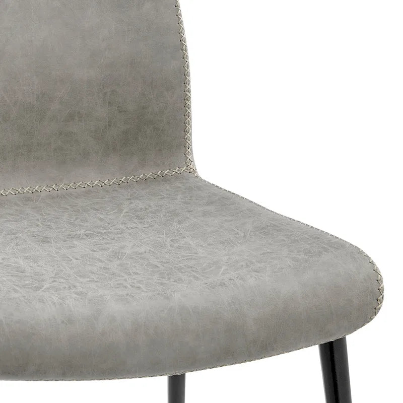 Chaise de salle à manger en similicuir avec dossier profilé et pieds en acier, marron et gris