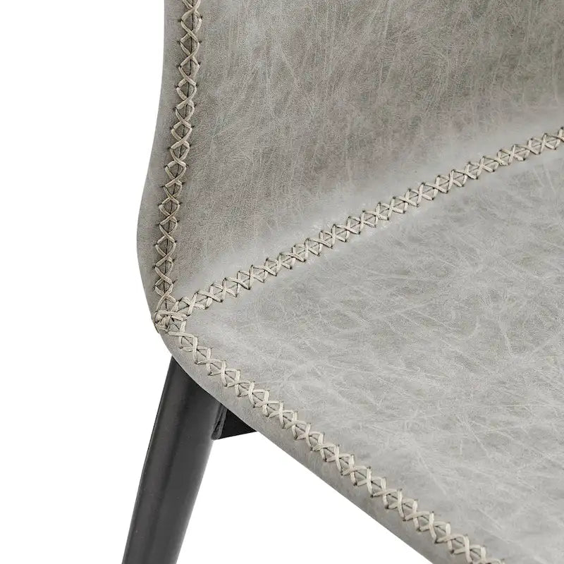 Chaise de salle à manger en similicuir avec dossier profilé et pieds en acier, marron et gris