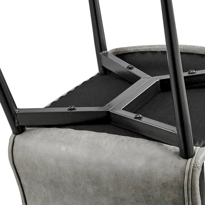 Chaise de salle à manger en similicuir avec dossier profilé et pieds en acier, marron et gris