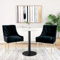 Chaise de salle à manger d'appoint en velours capitonné avec pieds en métal doré