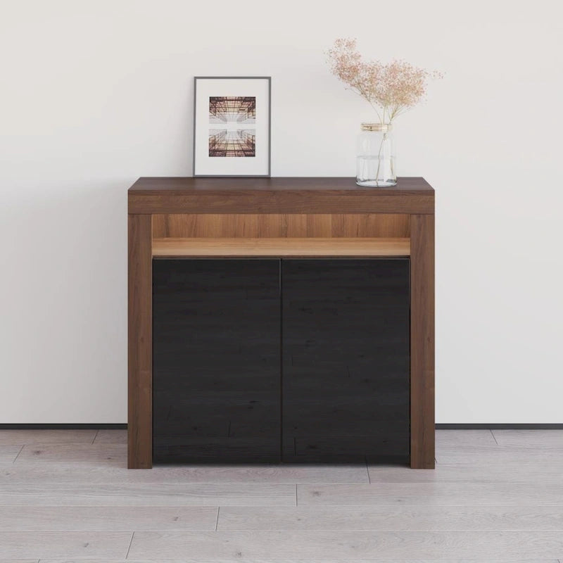 Buffet moderne mat brillant avec éclairage LED deux portes