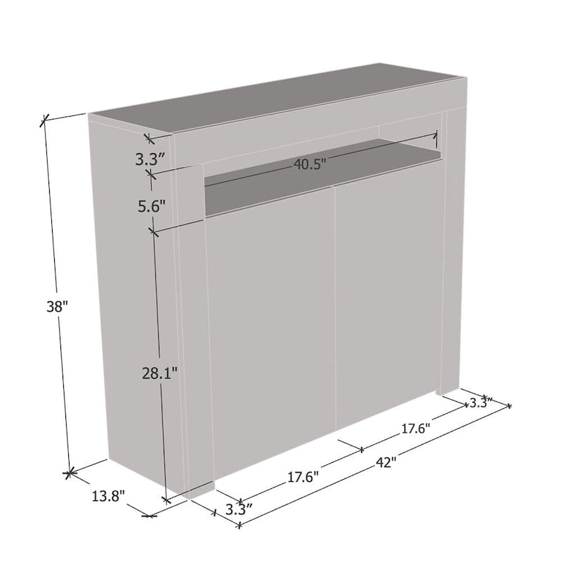 Buffet moderne mat brillant avec éclairage LED deux portes