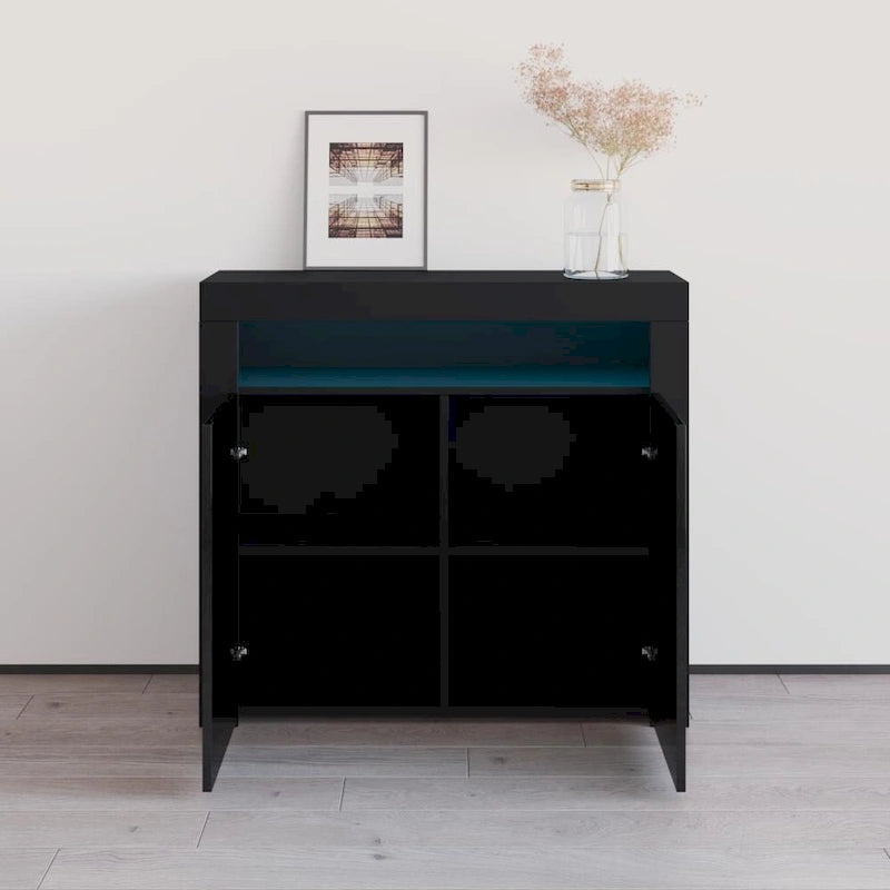 Buffet moderne mat brillant avec éclairage LED deux portes