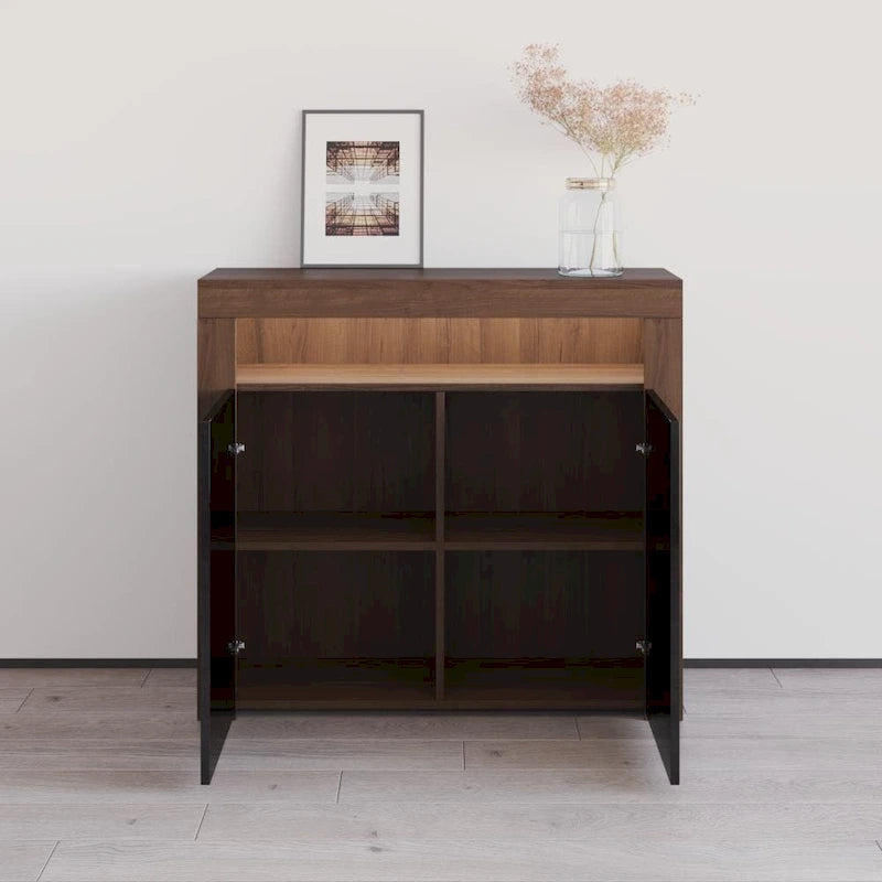 Buffet moderne mat brillant avec éclairage LED deux portes