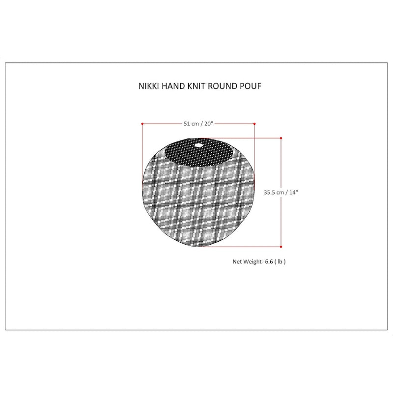 Repose-pieds pouf ottoman rond en coton tricoté main bohème bleu gris