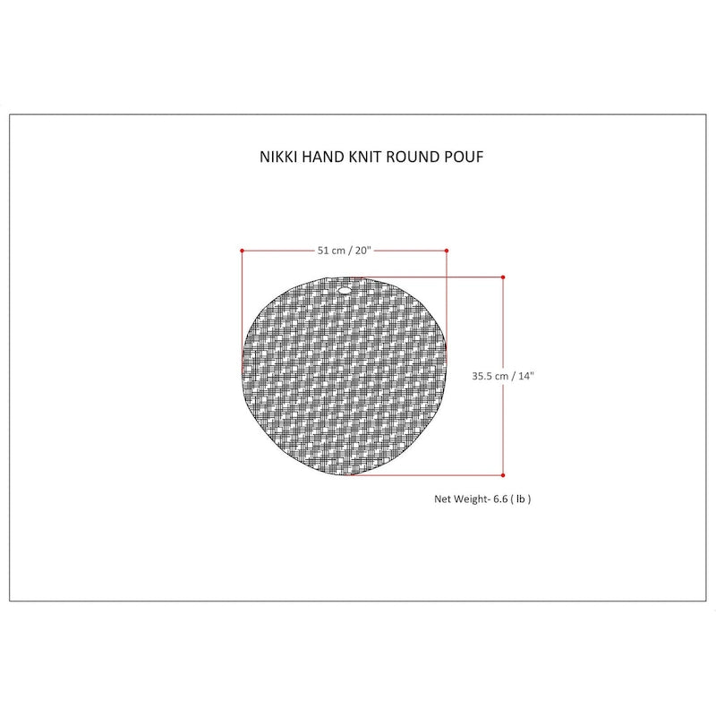 Repose-pieds pouf ottoman rond en coton tricoté main bohème bleu gris