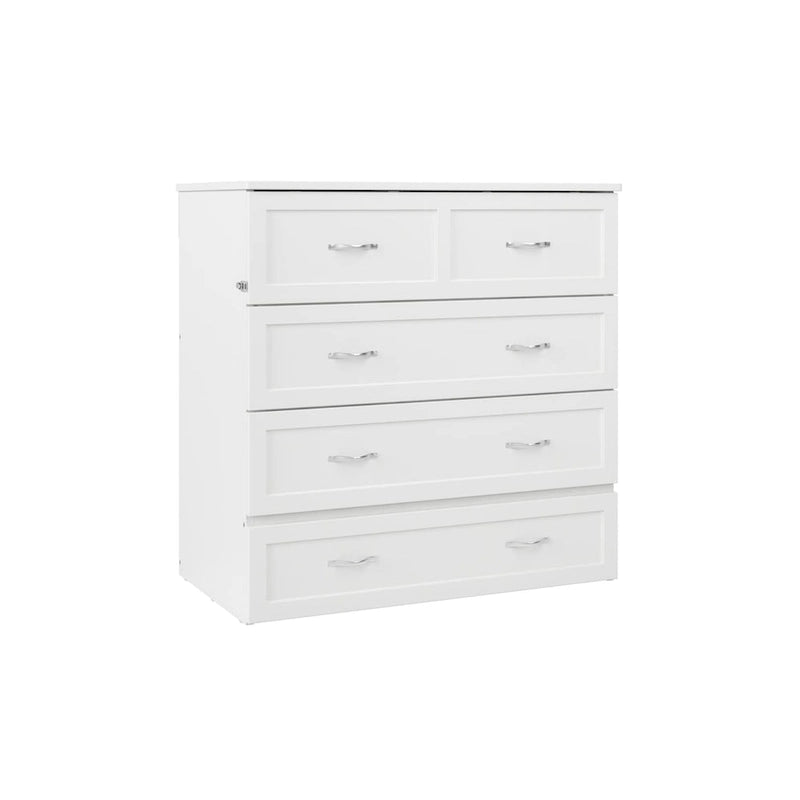 Lit escamotable double XL blanc avec tiroir de rangement et port de chargement USB