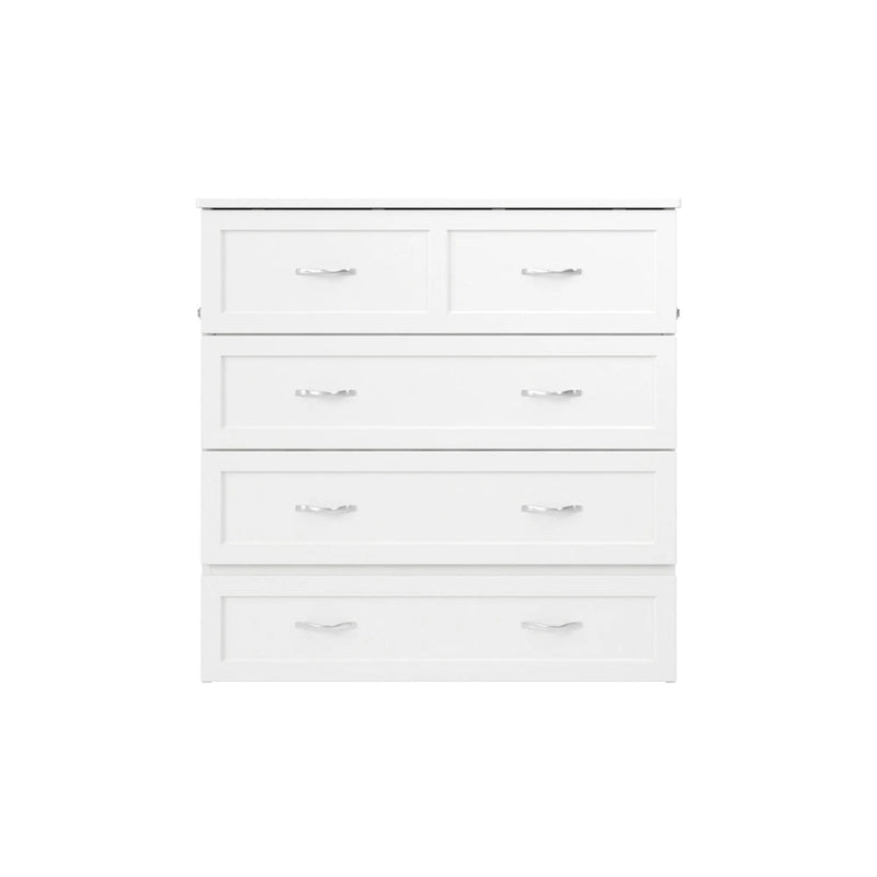 Lit escamotable double XL blanc avec tiroir de rangement et port de chargement USB