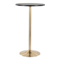Table de bar ronde réglable en hauteur avec piètement en métal et plateau en bois