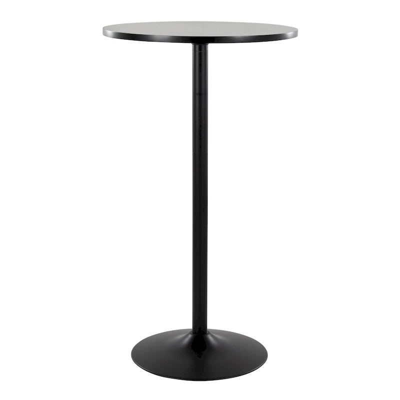 Table de bar ronde réglable en hauteur avec piètement en métal et plateau en bois