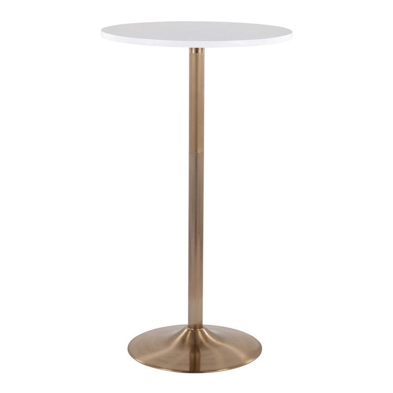 Table de bar ronde réglable en hauteur avec piètement en métal et plateau en bois