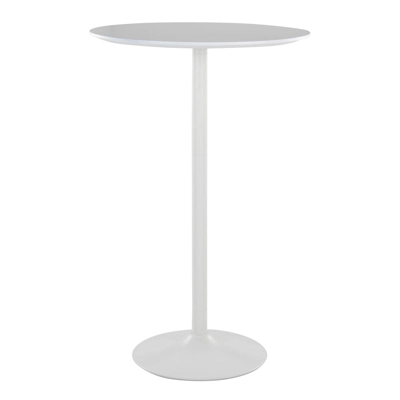 Table de bar ronde réglable en hauteur avec piètement en métal et plateau en bois