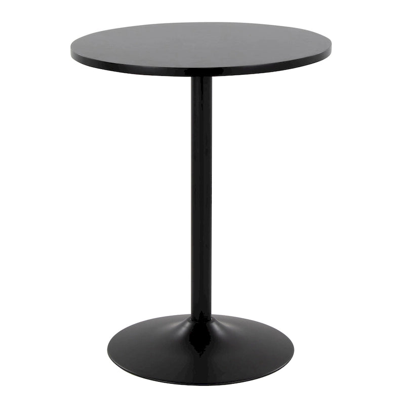 Table de bar ronde réglable en hauteur avec piètement en métal et plateau en bois