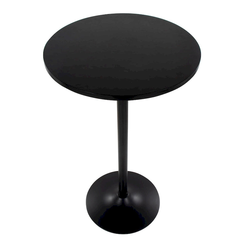 Table de bar ronde réglable en hauteur avec piètement en métal et plateau en bois