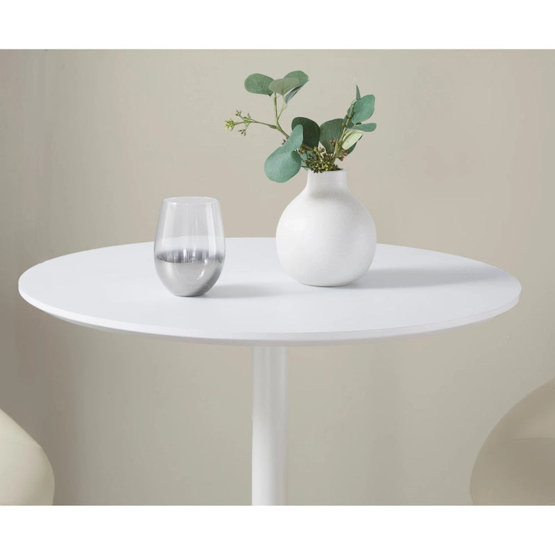 Table de bar ronde réglable en hauteur avec piètement en métal et plateau en bois