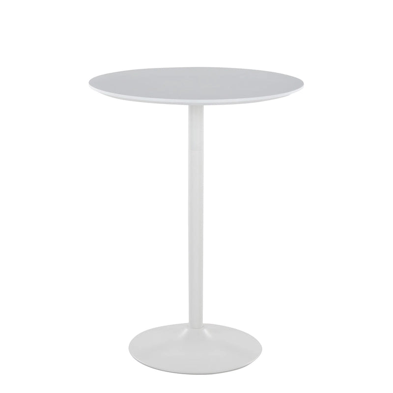 Table de bar ronde réglable en hauteur avec piètement en métal et plateau en bois
