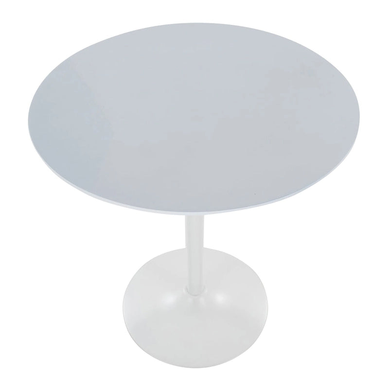 Table de bar ronde réglable en hauteur avec piètement en métal et plateau en bois