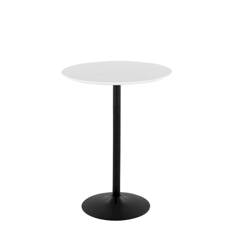 Table de bar ronde réglable en hauteur avec piètement en métal et plateau en bois