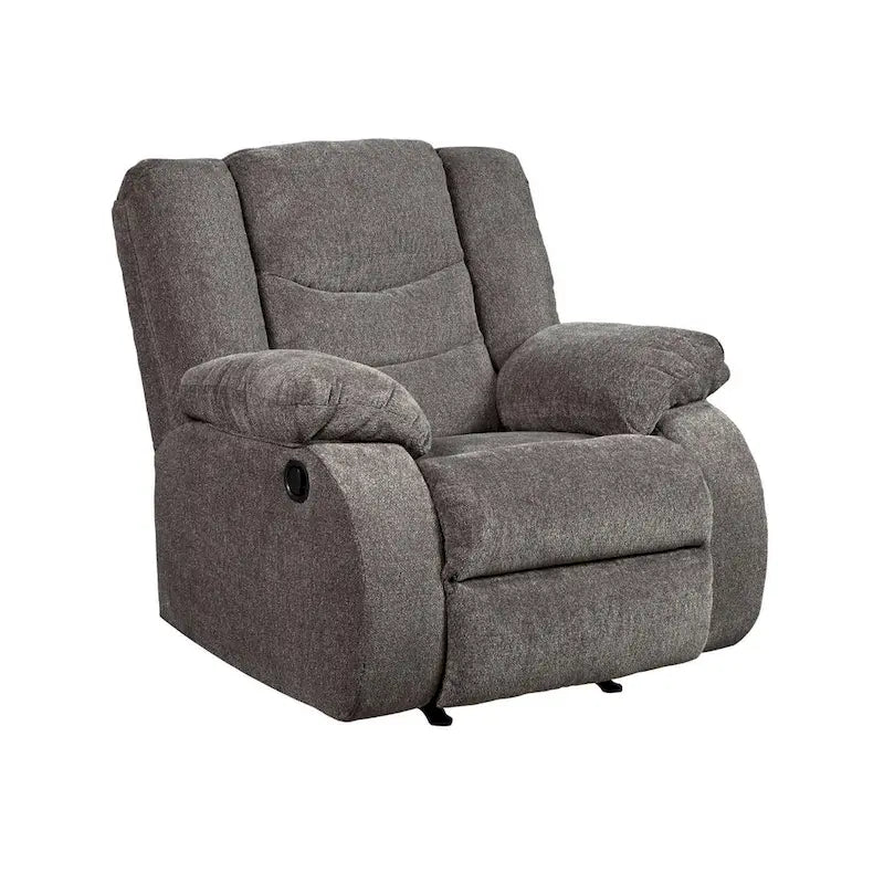 Fauteuil inclinable contemporain en chenille moelleuse gris