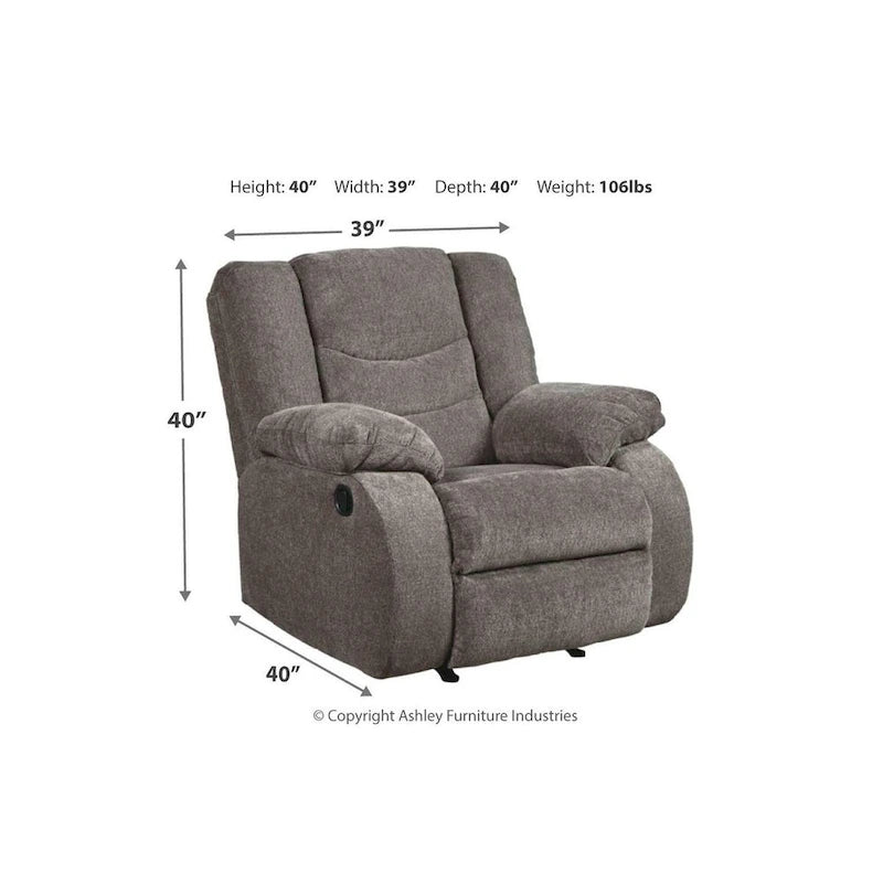 Fauteuil inclinable contemporain en chenille moelleuse gris
