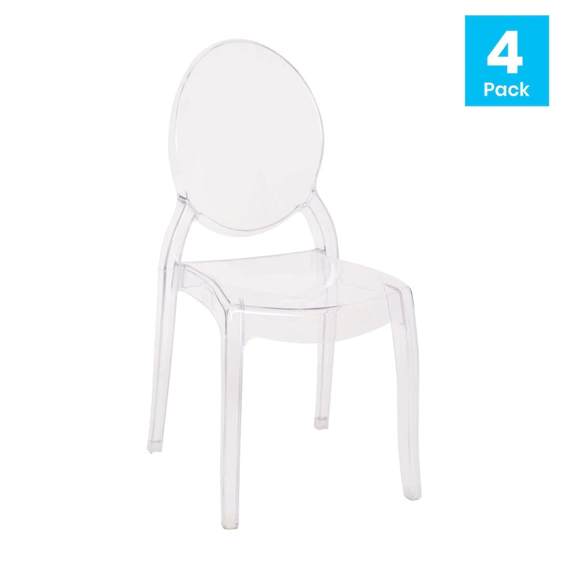 Chaise de salle à manger sans accoudoirs empilable en résine transparente, pour l'intérieur et l'extérieur