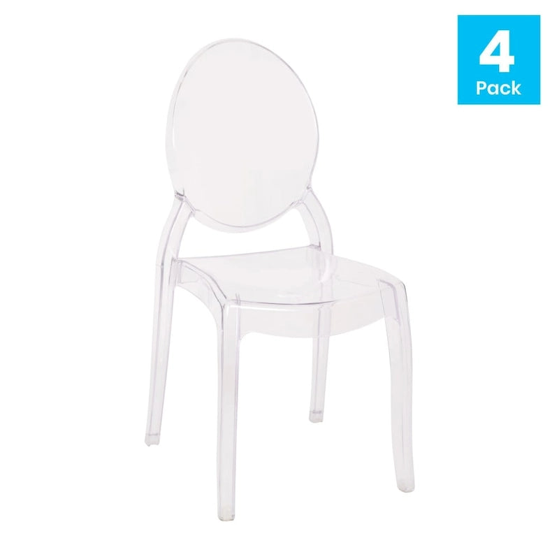Chaise de salle à manger sans accoudoirs empilable en résine transparente, pour l'intérieur et l'extérieur