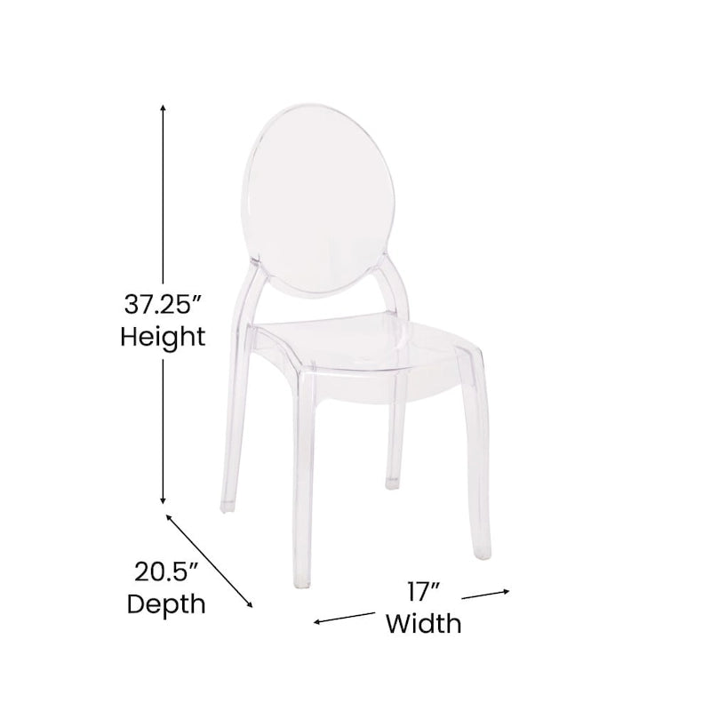 Chaise de salle à manger sans accoudoirs empilable en résine transparente, pour l'intérieur et l'extérieur