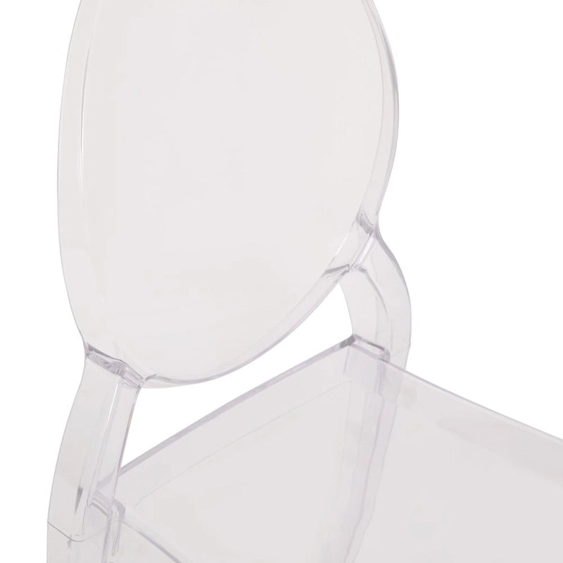 Chaise de salle à manger sans accoudoirs empilable en résine transparente, pour l'intérieur et l'extérieur