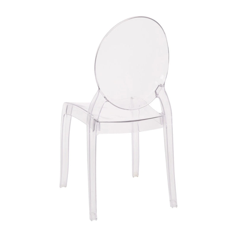 Chaise de salle à manger sans accoudoirs empilable en résine transparente, pour l'intérieur et l'extérieur