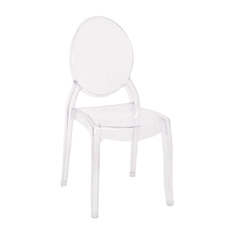 Chaise de salle à manger sans accoudoirs empilable en résine transparente, pour l'intérieur et l'extérieur