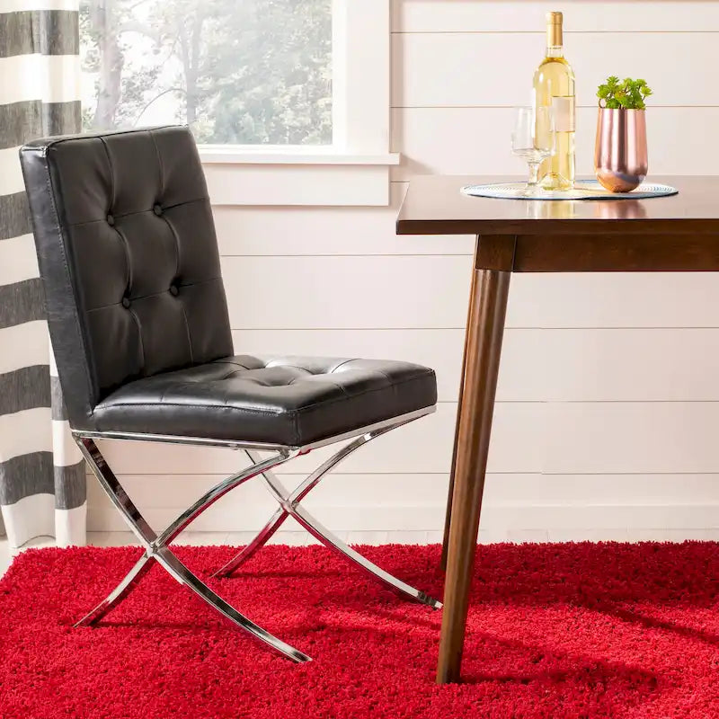 Glam Tufted Accent Side Chair with Polished Chrome Legs Multi-Color