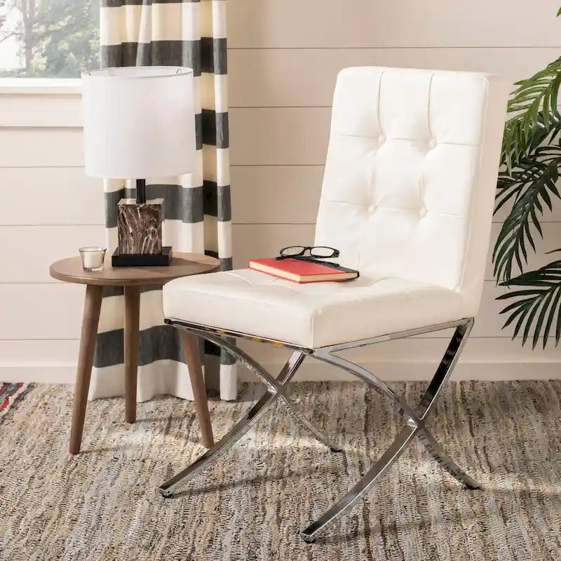 Glam Tufted Accent Side Chair with Polished Chrome Legs Multi-Color