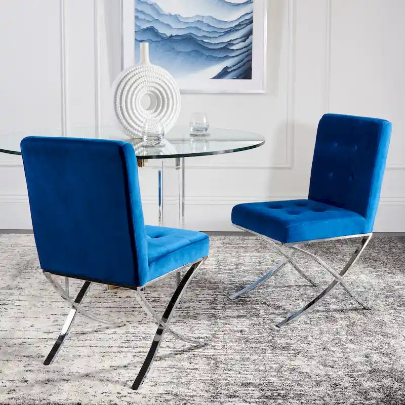Glam Tufted Accent Side Chair with Polished Chrome Legs Multi-Color