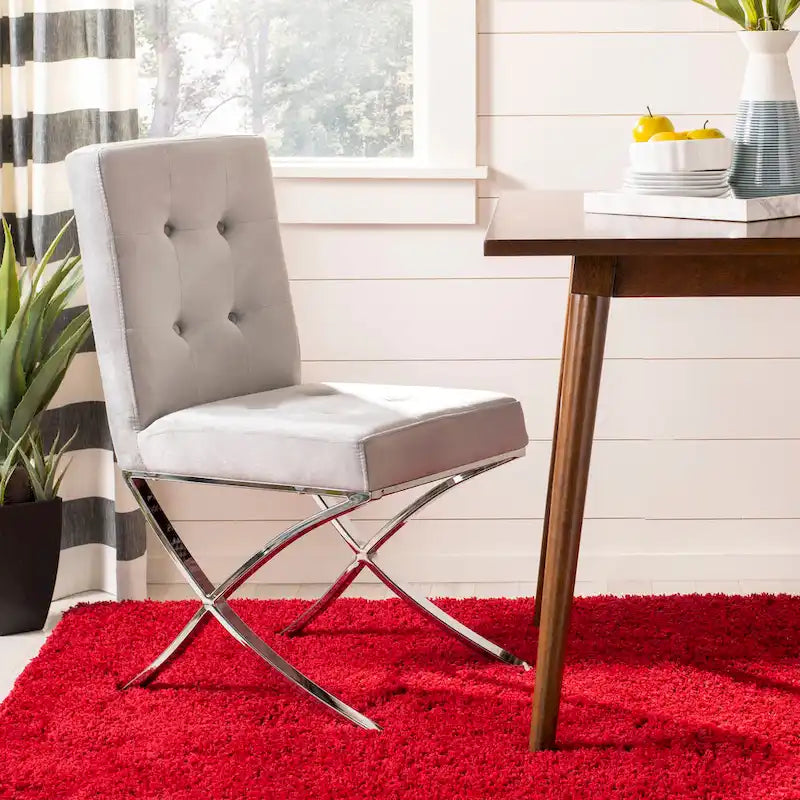 Glam Tufted Accent Side Chair with Polished Chrome Legs Multi-Color