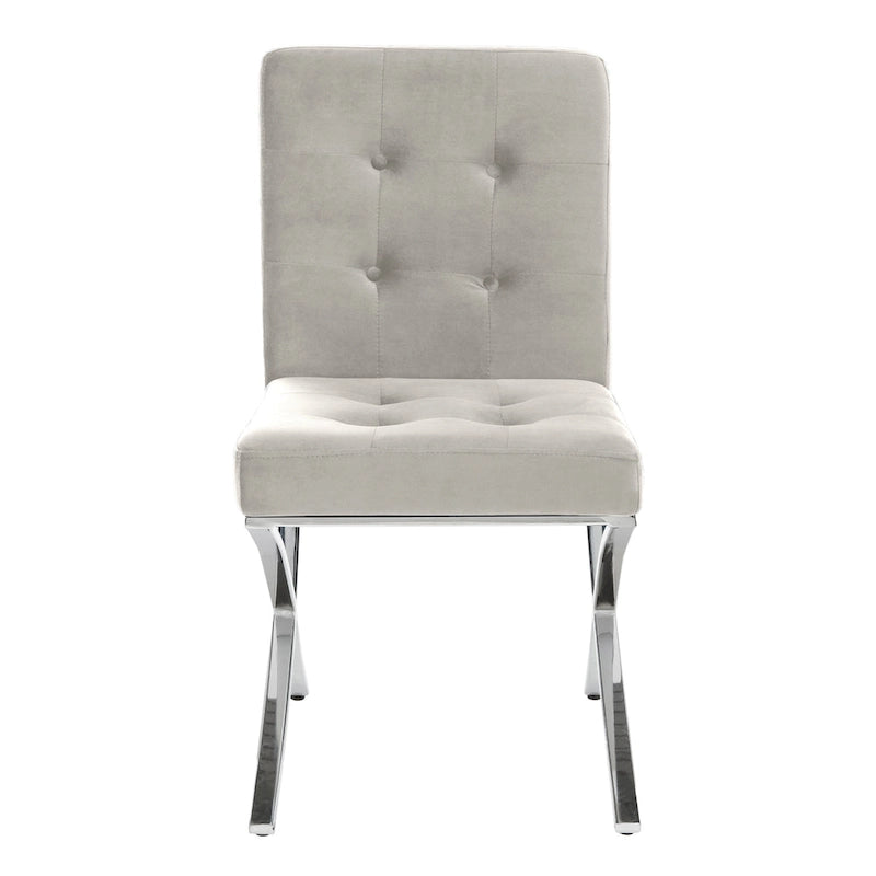Glam Tufted Accent Side Chair with Polished Chrome Legs Multi-Color