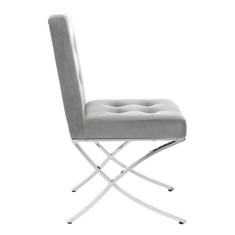 Glam Tufted Accent Side Chair with Polished Chrome Legs Multi-Color