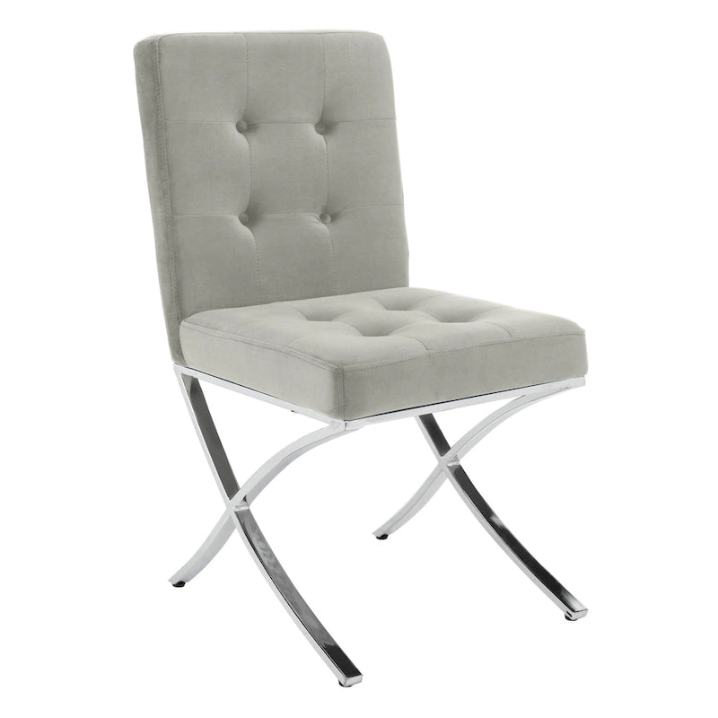 Glam Tufted Accent Side Chair with Polished Chrome Legs Multi-Color