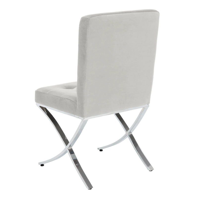 Glam Tufted Accent Side Chair with Polished Chrome Legs Multi-Color