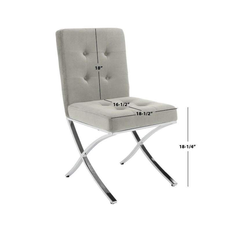 Glam Tufted Accent Side Chair with Polished Chrome Legs Multi-Color
