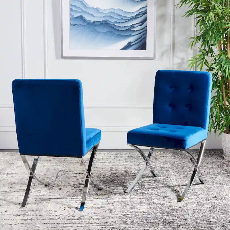 Glam Tufted Accent Side Chair with Polished Chrome Legs Multi-Color