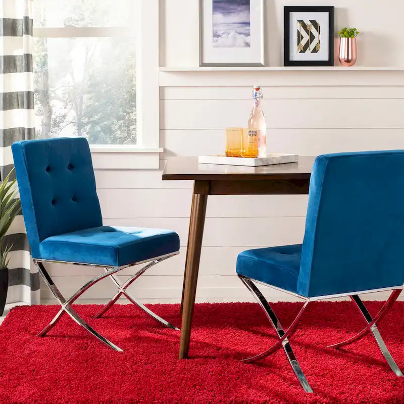 Glam Tufted Accent Side Chair with Polished Chrome Legs Multi-Color
