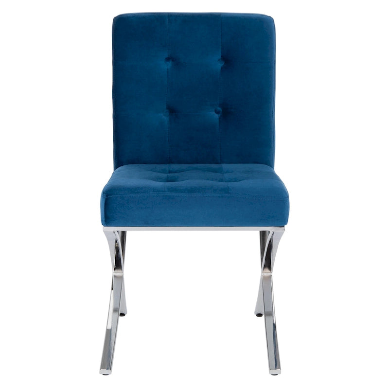 Glam Tufted Accent Side Chair with Polished Chrome Legs Multi-Color