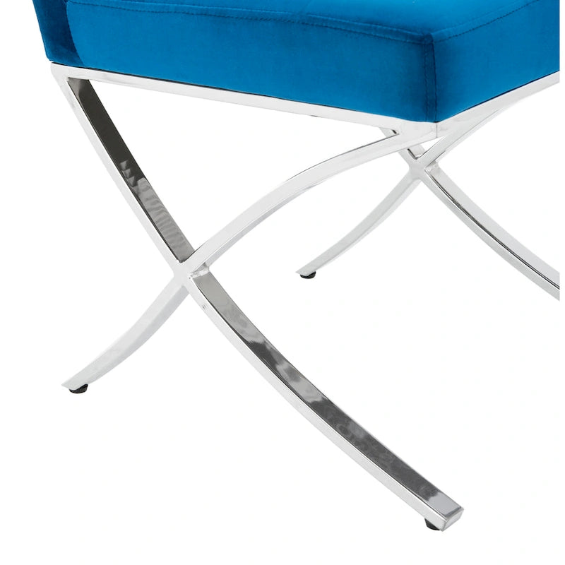 Glam Tufted Accent Side Chair with Polished Chrome Legs Multi-Color