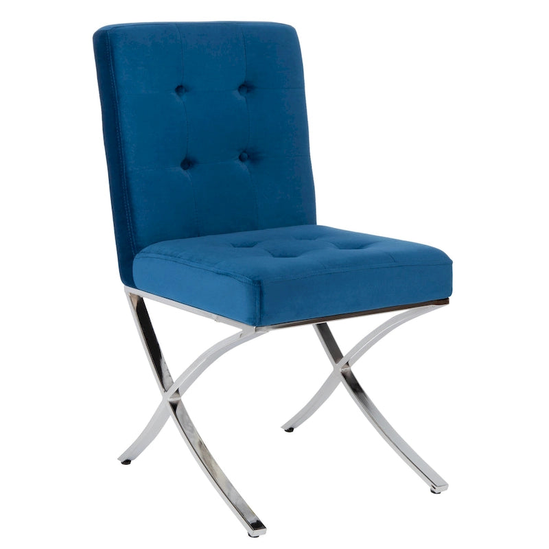 Glam Tufted Accent Side Chair with Polished Chrome Legs Multi-Color