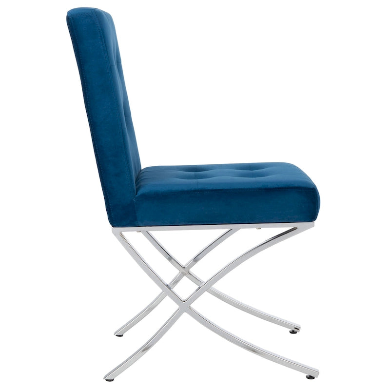 Glam Tufted Accent Side Chair with Polished Chrome Legs Multi-Color